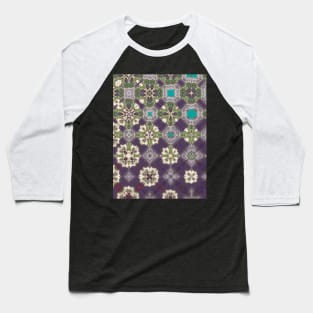 Intricate Purple, Green and Teal Transitional  Pattern - WelshDesignsTP003 Baseball T-Shirt